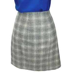 Banana Republic Wool Blend Lined Gray Plaid Skirt